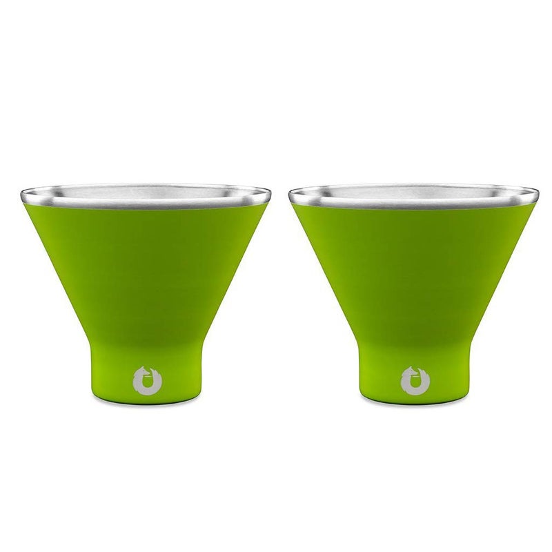 SNOWFOX Premium Vacuum Insulated Stainless Steel Martini Glass, Set of 2, Martinis Stay Icy Cold, Stemless Cocktail Glasses, Elegant Home Entertaining, Bold Beautiful Barware Set, 8 oz, Lime - Image 1